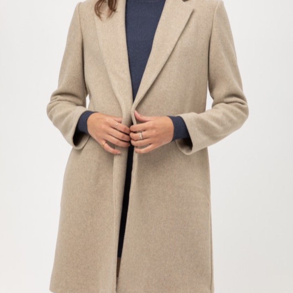 Long Line Open Front Collard Coat - Picture 2 of 6